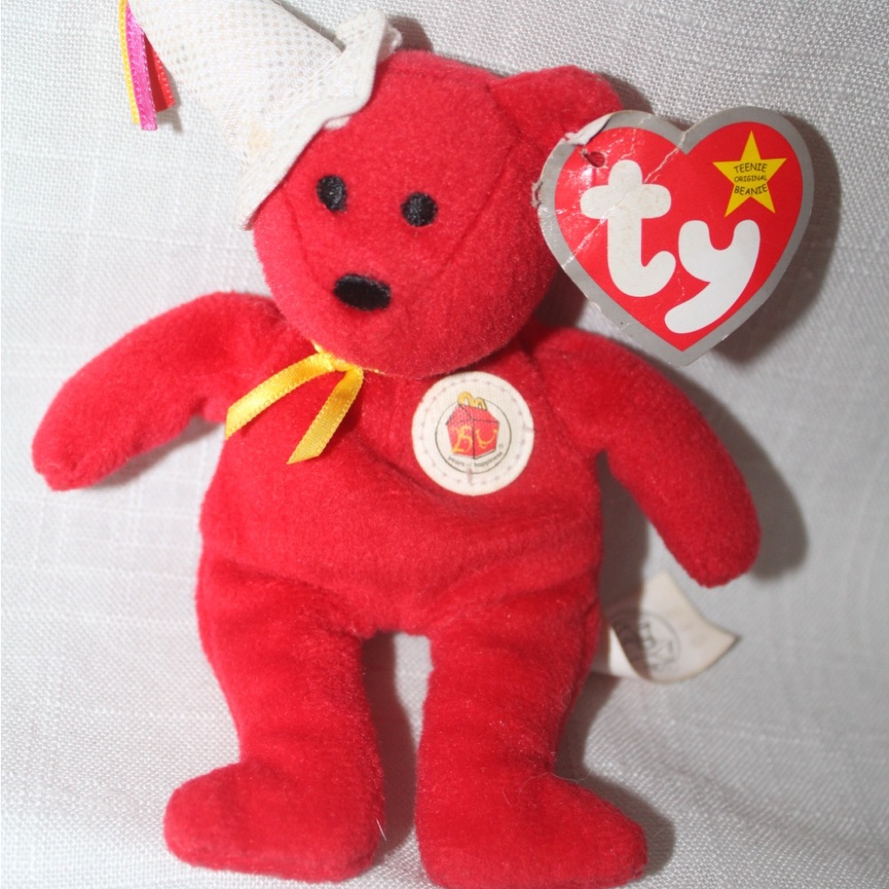 TY 2004 McDonald's Happy Meal 25th Bear (Red) Beanie Baby Toy w/tags